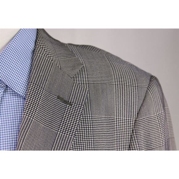 Giorgio Armani Black Label Current Black/Tan Plaid Wool-Silk 2-Btn Sportcoat 42R - Picture 4 of 9